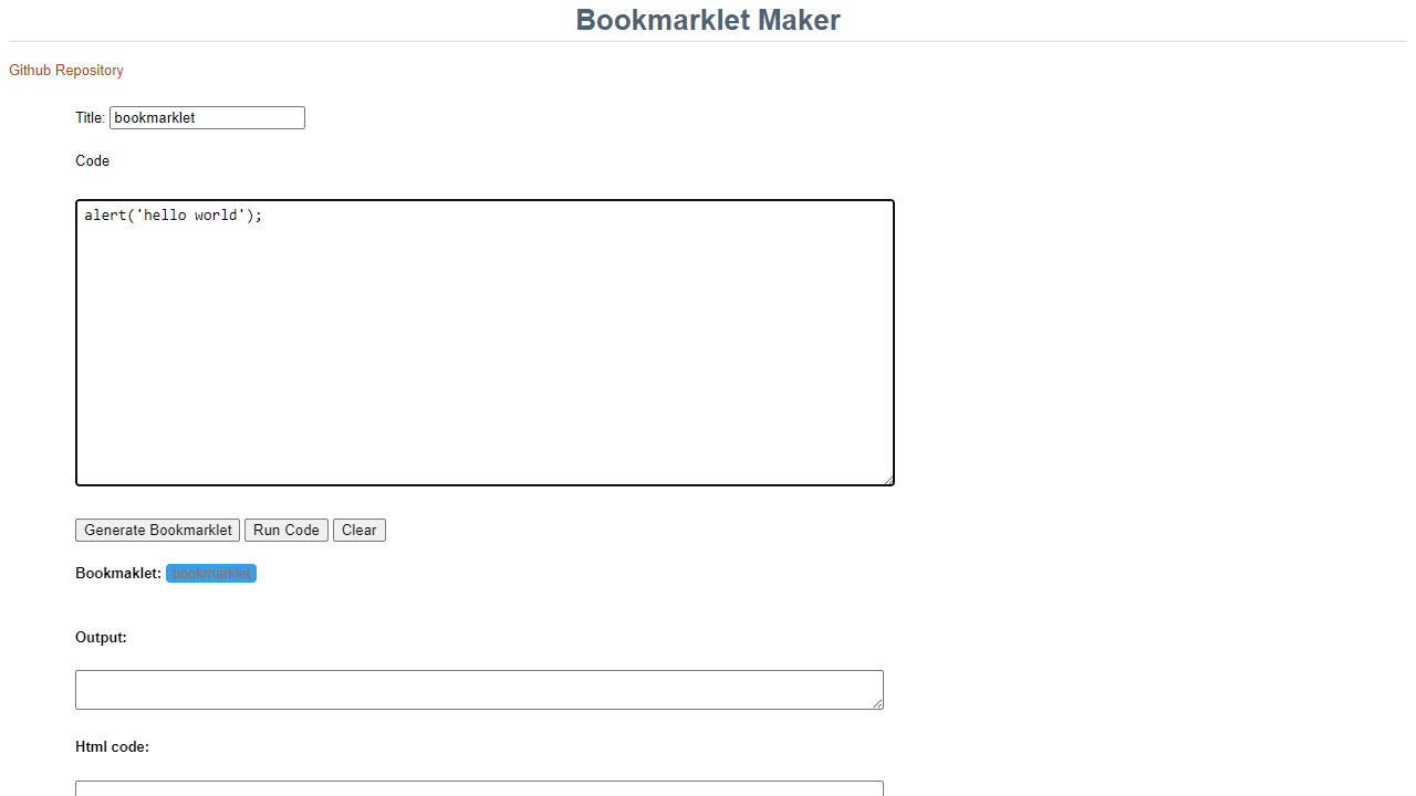 Bookmarklet Maker screenshot 1