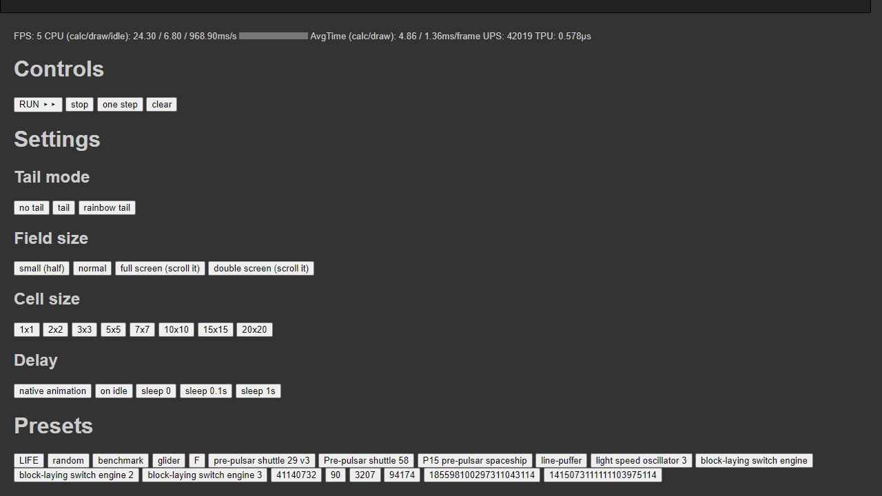 Conway's Game of Life screenshot 1