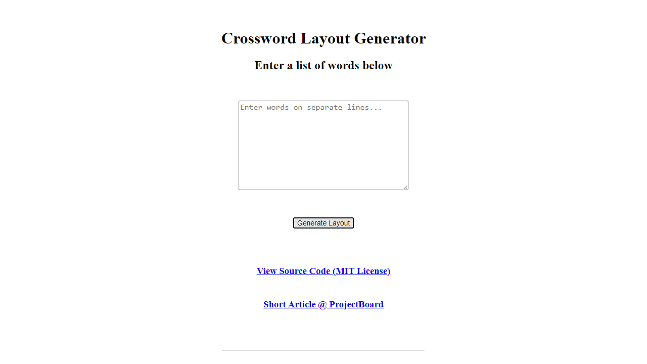 Crossword Generator screenshot 1