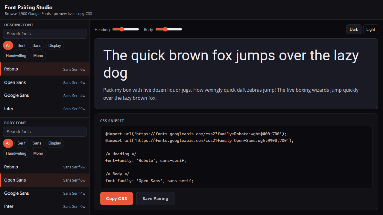 Font Pairing Studio screenshot 1