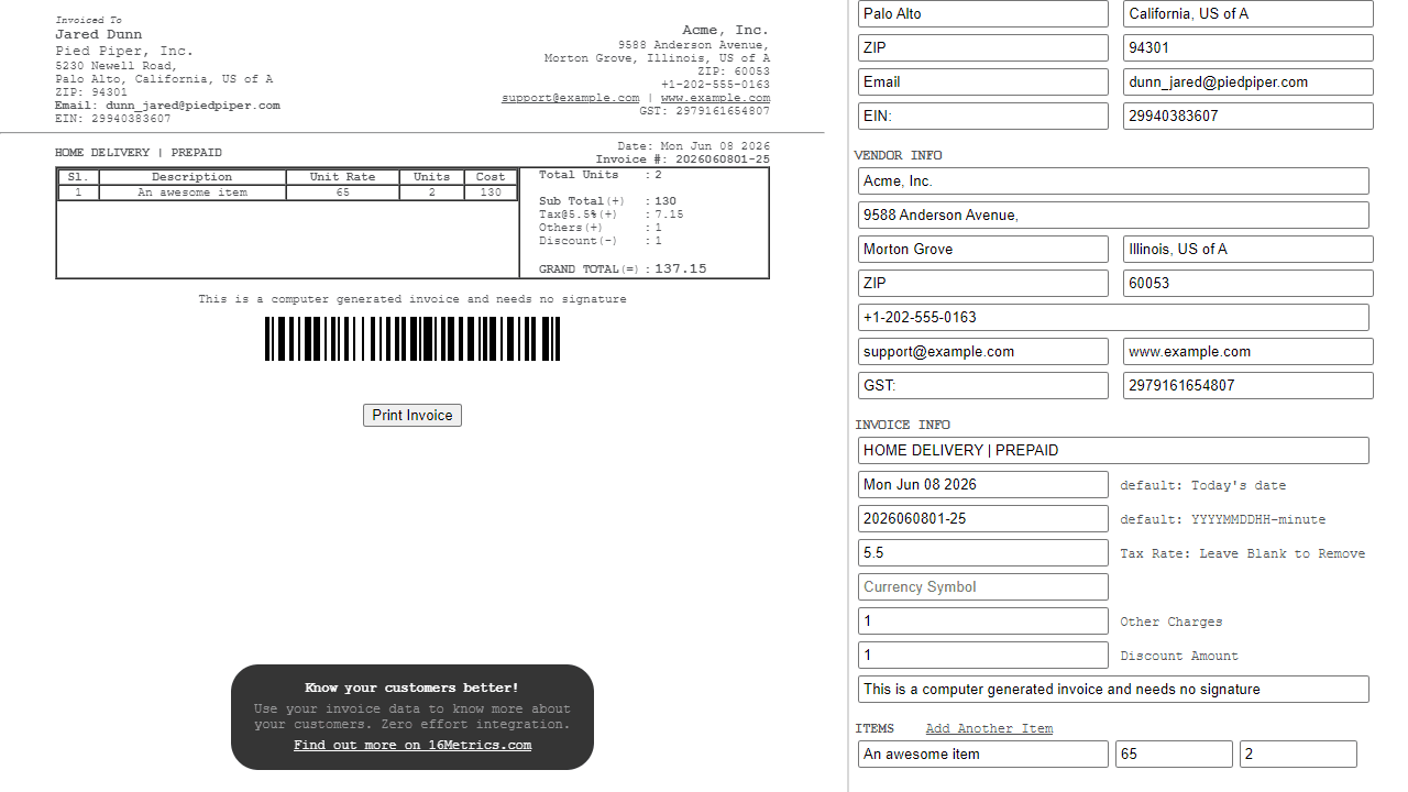 Invoice Generator screenshot 1