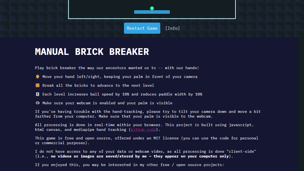 Hand-Tracked Block Breaker screenshot 2