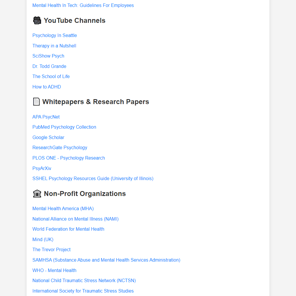 Mental Health Resources