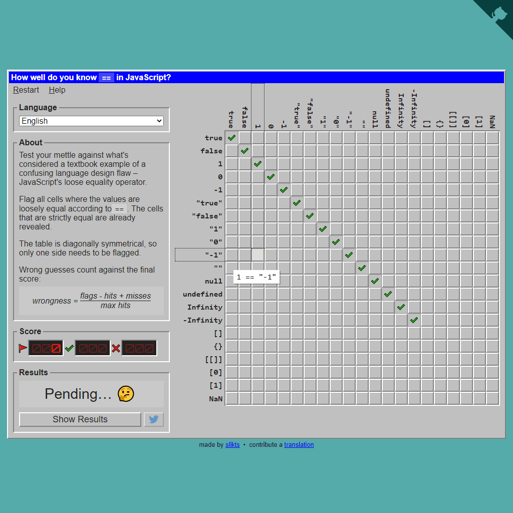 JS Equality Game