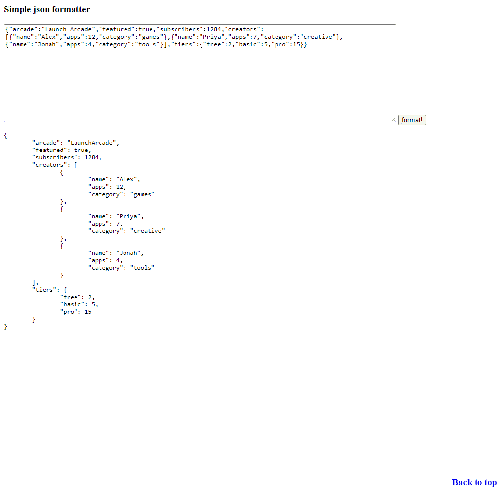 JSON Formatter
