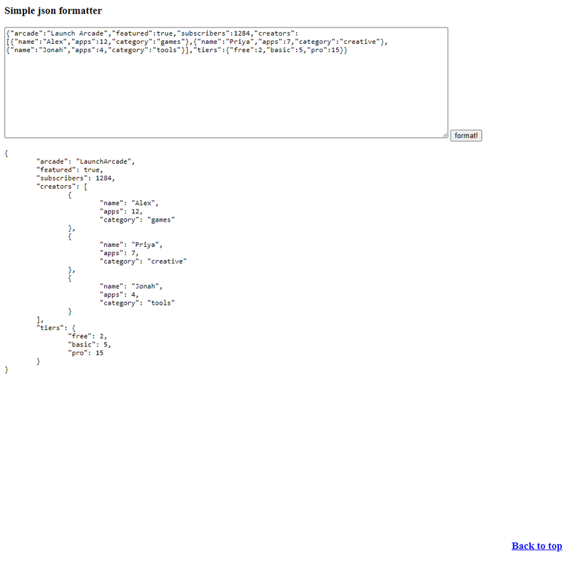 JSON Formatter