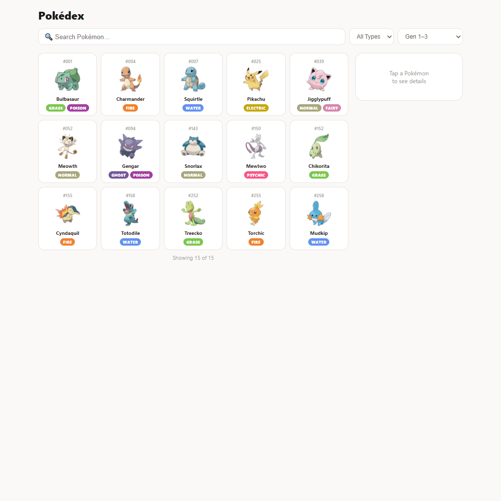 Pokédex Gen 1–3