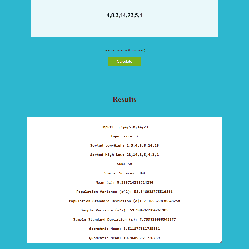 Statistics Calculator