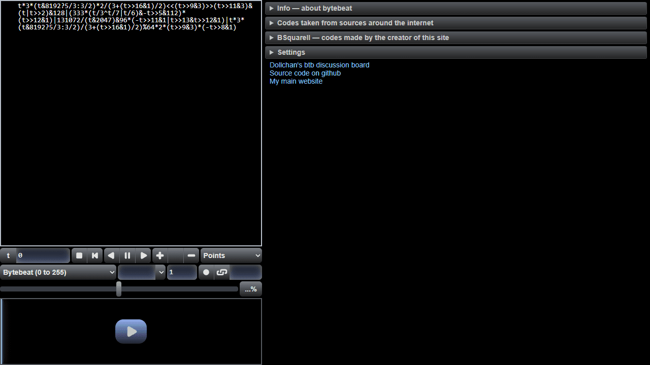 Bytebeat Composer screenshot 2