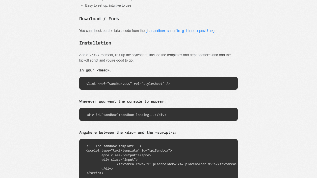 JS Sandbox Console screenshot 1